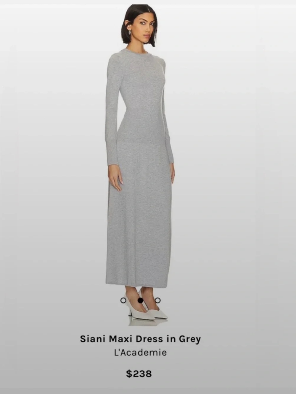 L'Academie SIANI Sleek Long-Sleeve Maxi Dress in Light Gray. Size S - Picture 2 of 8